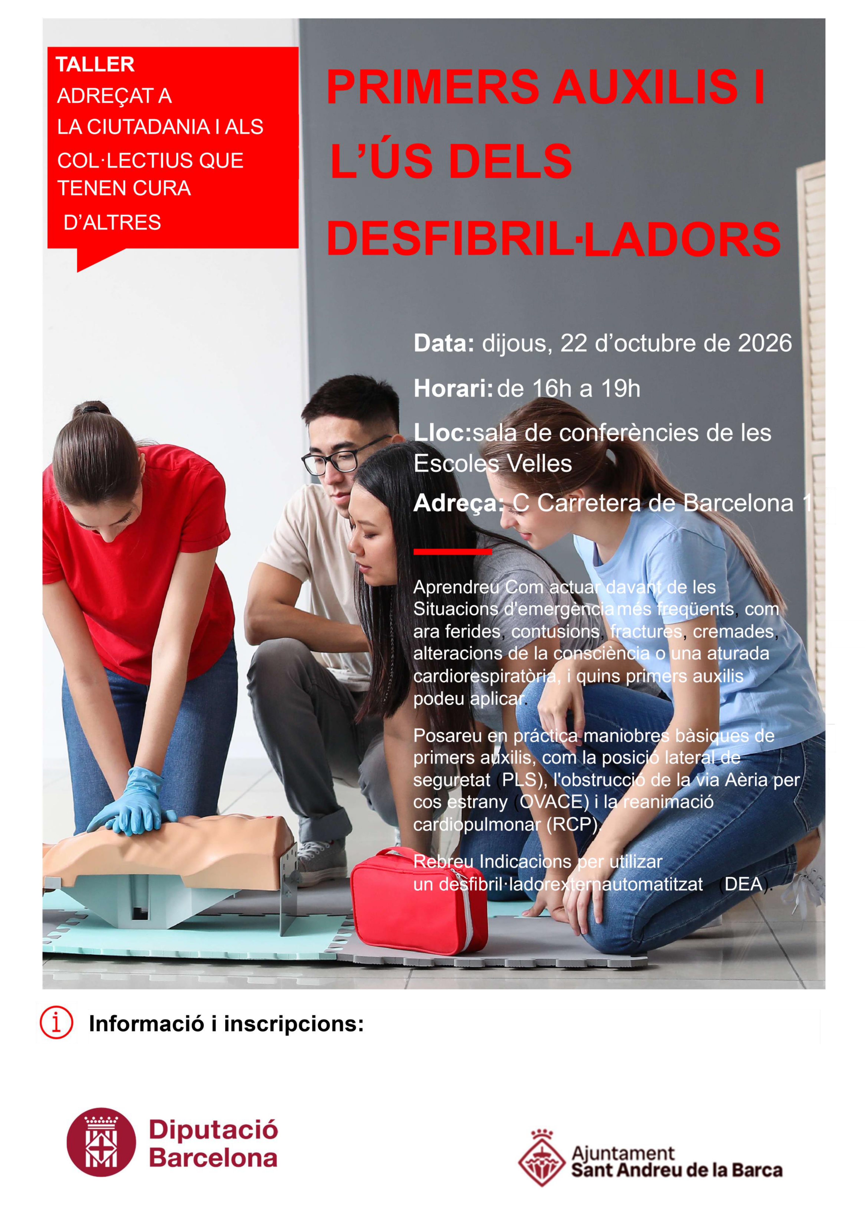 Taller primers auxilis i ús del desfibril·lador